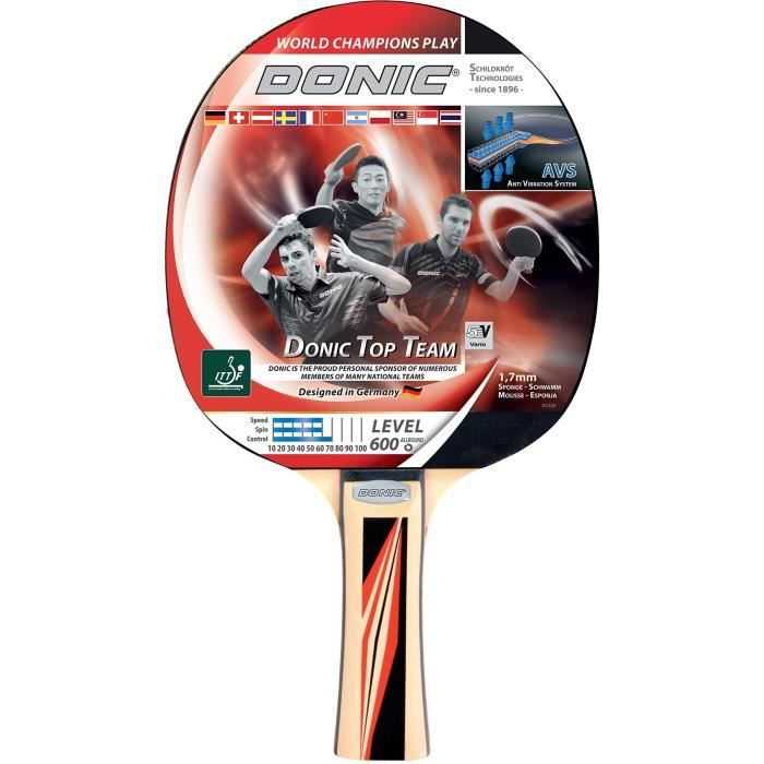Table tennis racket - SCHILDKRÖT - TOP TEAMS 600 AVS, handle - Quality wood and ITTF coating
