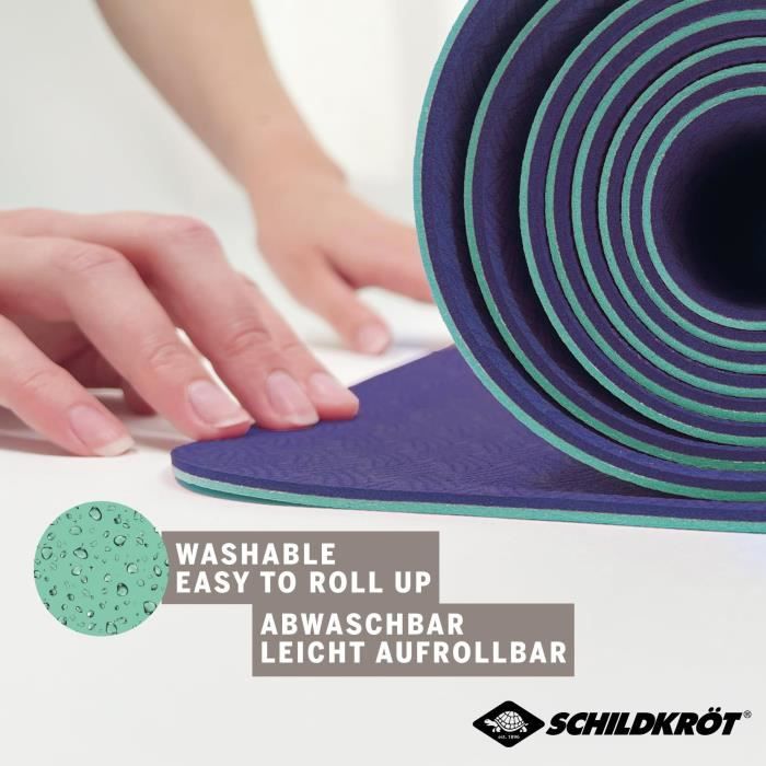 Yoga mat - FITNESS - SCHILDKRÖT - 180 x 61 cm - 4 mm - Bag included - Green / Blue
