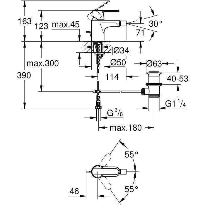 Grohe Mixer Monocomande Bidet Size S Get Chromé 32885000