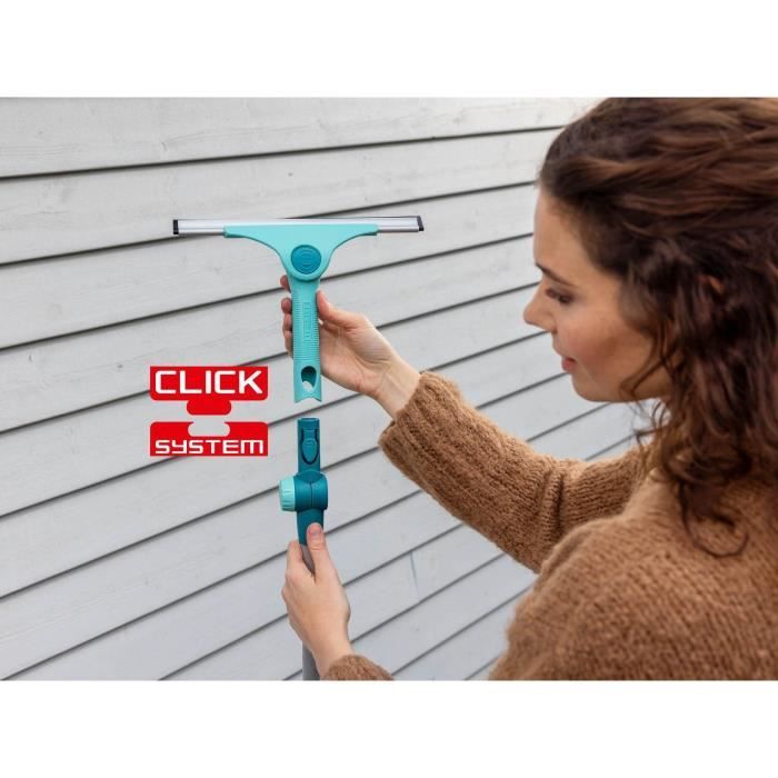 Leifheit Pro Reach 51425 M 2-in-1 window squeegee, 28 cm shower squeegee with movable joint and drip edge, Click-System