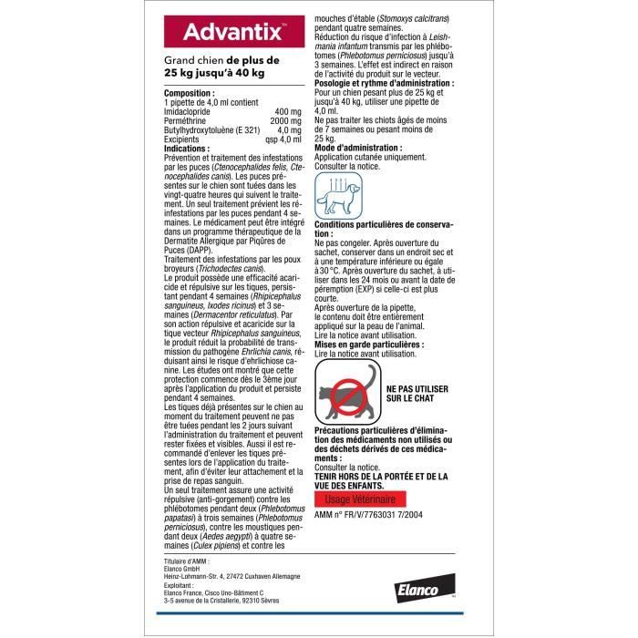 Advantix Dog Large breed antiparasitic solution 25 A 40kg 6 pipettes