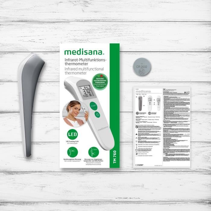 Thermometer - MEDISANA - TM 760 - Contactless - Precise measurement LED display - Audible signal - Memories - Certified medical device