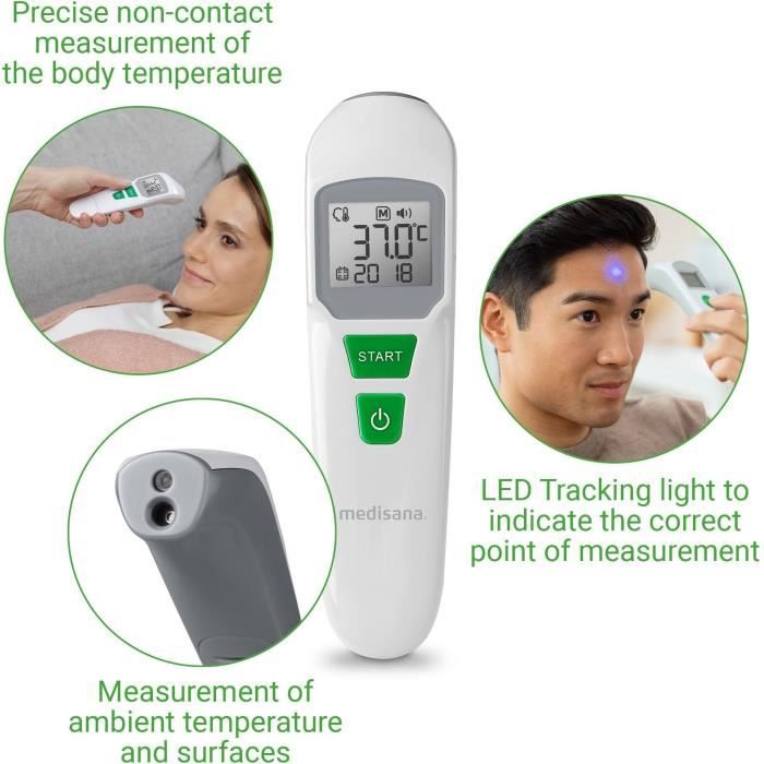 Thermometer - MEDISANA - TM 760 - Contactless - Precise measurement LED display - Audible signal - Memories - Certified medical device
