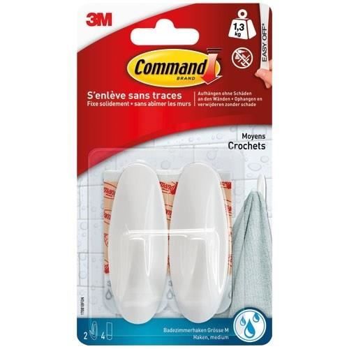 3M COMMAND 2 adhesive hooks - Plastic - White - Medium design
