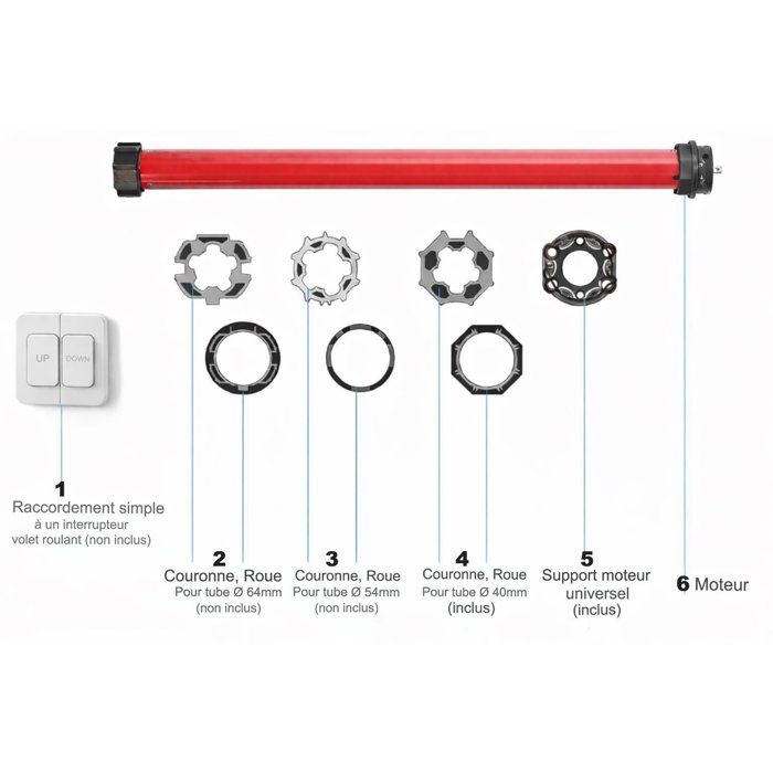 Wired roller shutter motor RM10MS SUPERROLLO - SR20110 - Diameter 40 mm - 10 Nm - Max. curtain weight 22 kg