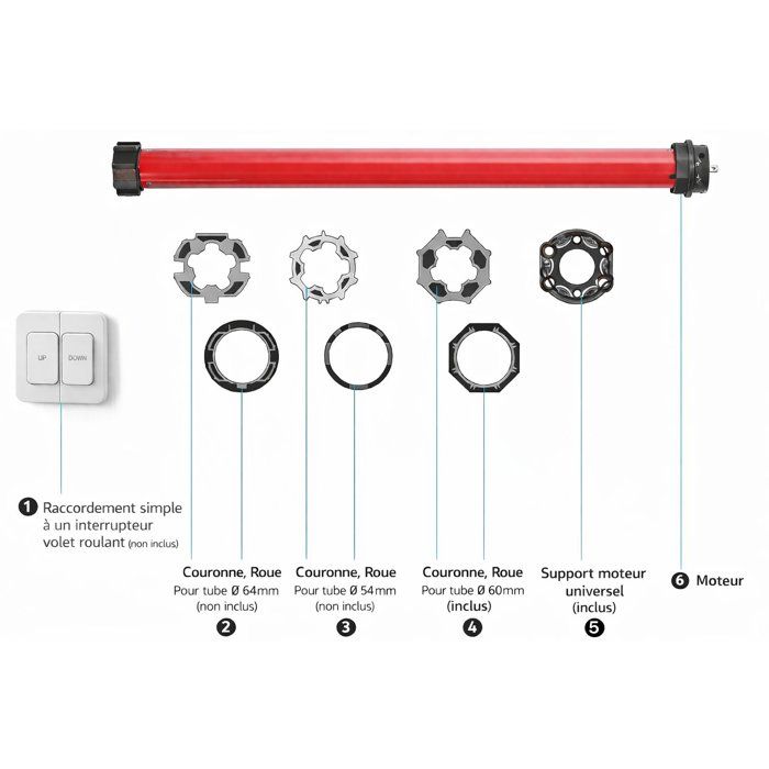 RM10MM SUPERROLLO wired roller shutter motor - SR20215 - Diameter 60 mm - 10 Nm - Max. curtain weight 22 kg
