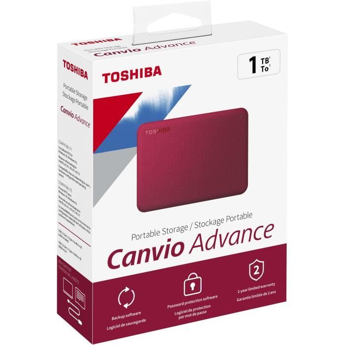 External hard drive - Toshiba - Canvio Advance - 1 to - Red