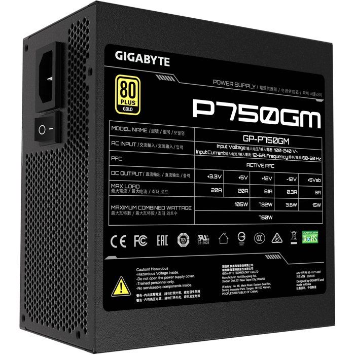 GigaByte ATX 750W 80 + Gold power supply - P750GM