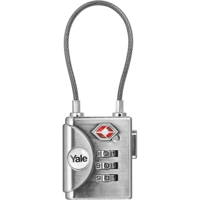 YALE TSA Cable Lock with Combination Code - Programmable 3 digits - For Suitcase and Luggage