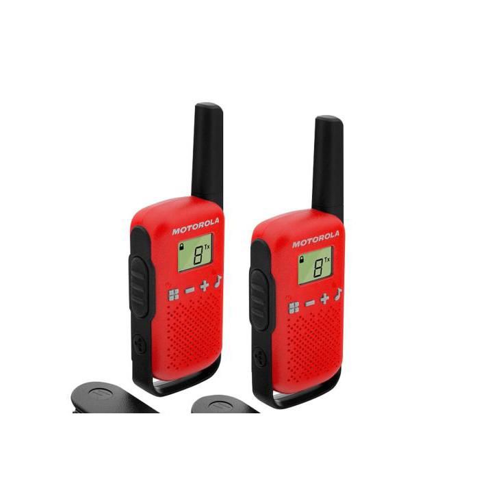 Motorola Red T42 Walkie Talkies - 4 km Range - 16 Channels - LCD Display