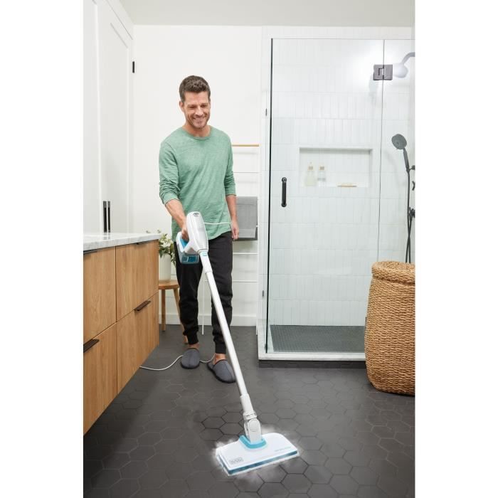 Multifunction steam mop - BLACK & DECKER - BHSM15FX08-QS - 1500 W - 8 accessories - White / Grey / Blue