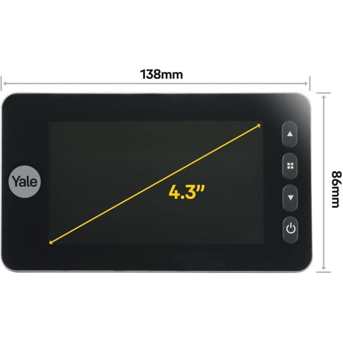 YALE Digital Peephole Photo / Video Recorder - 4.3 LCD Screen - For Door - Thickness 38-110 mm