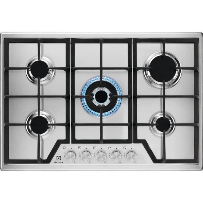 ELECTROLUX KGS7536SX - Built-in gas hob - 5 burners - L 75 x D52cm - Stainless steel - Cast iron grids