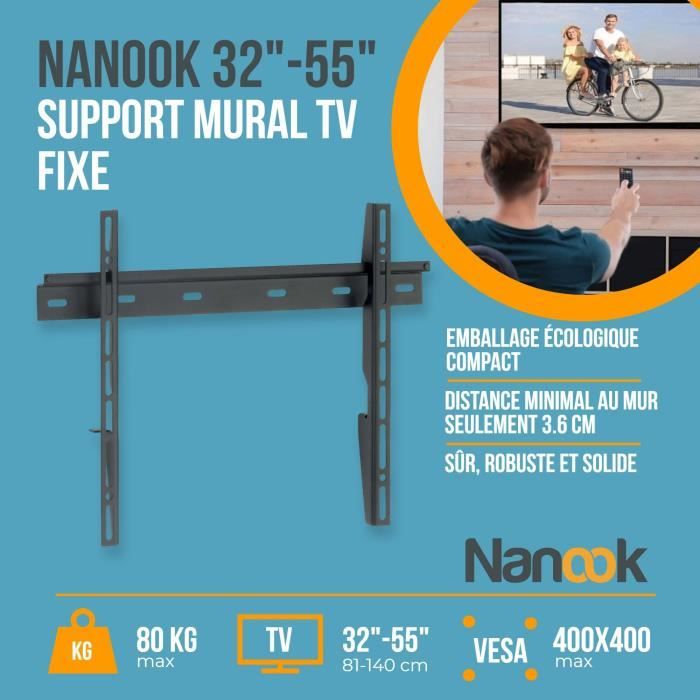 NANOOK TV Wall Mount - Ultra Flat - 32-55 Inches - for LCD and (O)LED TVs - Black