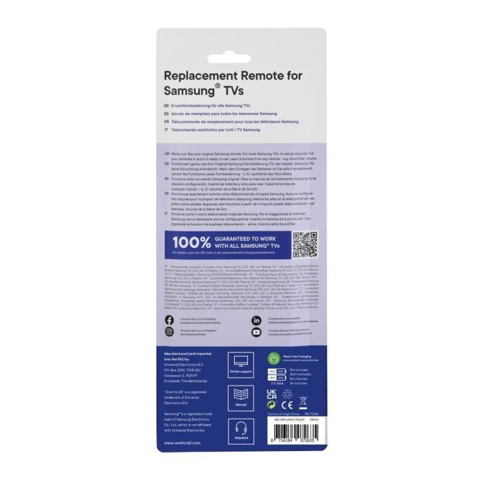 ONE FOR ALL URC4910 - Replacement remote control for Samsung TV