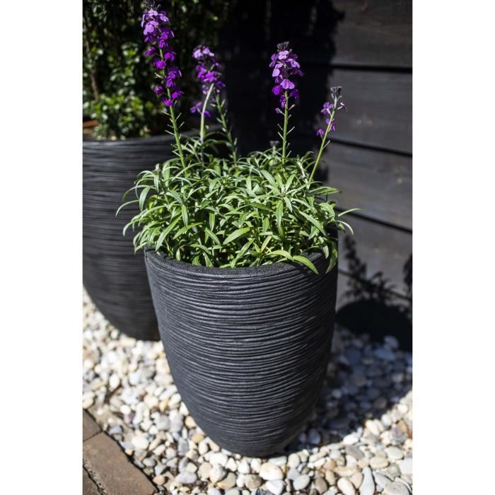 Elegant low vase - CAPI EUROPE - RIB NL - 46 x 58 cm - Black
