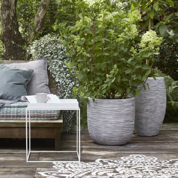 Capi Jardiniere Nature Rib 35 x 34 cm Ivory KOFI932