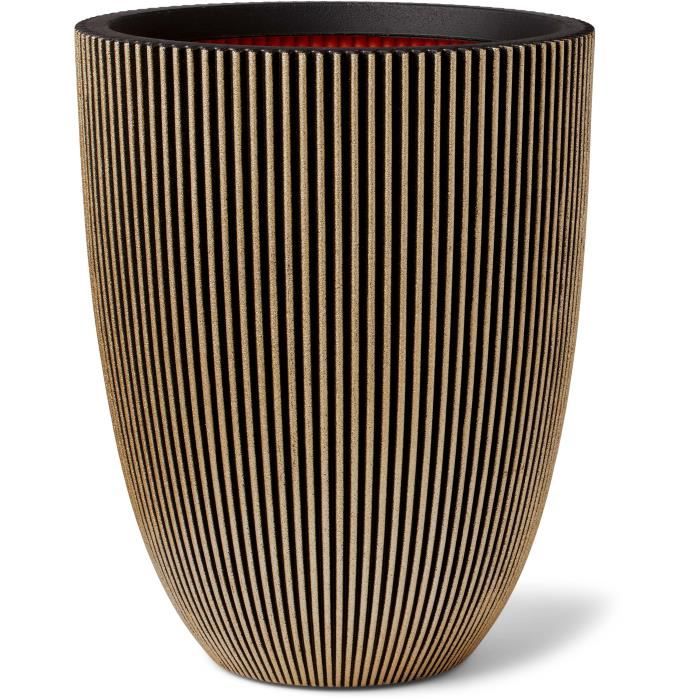 Capi Elegant Groove Vase 34x46 cm Black and gold 445494