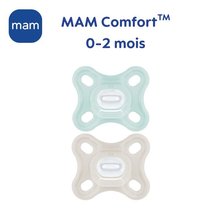 MAM Comfort Physiological Pacifier +0m Blue Set of 2 + Storage Box