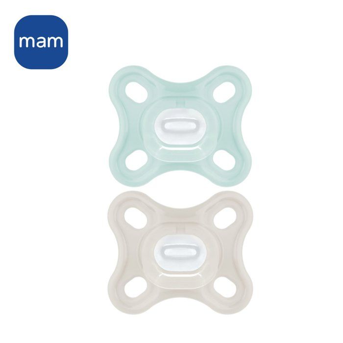 MAM Comfort Physiological Pacifier +0m Blue Set of 2 + Storage Box