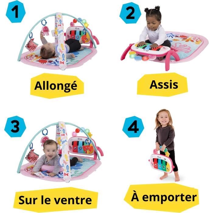BABY EINSTEIN 4-in-1 Baby Girl Play Mat - Kickin' Tunes - Piano Toy, Arch Sensory Toys, Multilingual