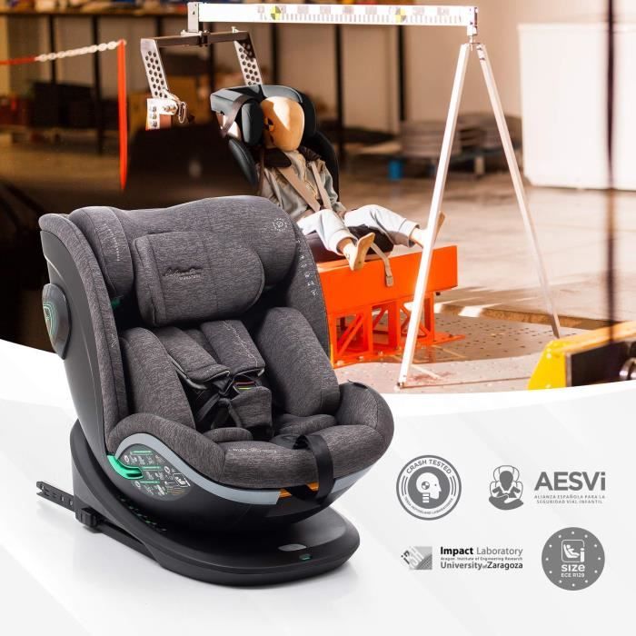 Car seat - BABYAUTO - XPERTA GREY DOBBY - From birth to 12 years - 0-36 kg - I-Size - ISOFIX - 360° swivel - ECE R129