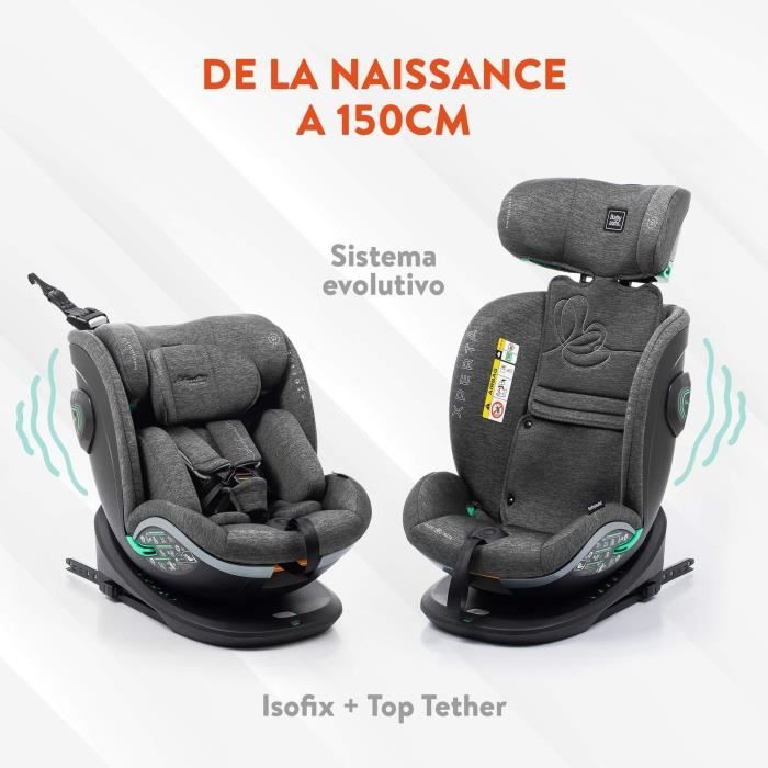 Car seat - BABYAUTO - XPERTA GREY DOBBY - From birth to 12 years - 0-36 kg - I-Size - ISOFIX - 360° swivel - ECE R129