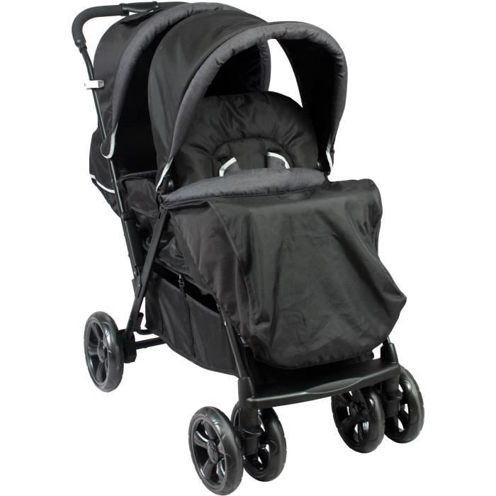 BAMBISOL Double Stroller - Fully equipped - Rain cover included - Easy folding