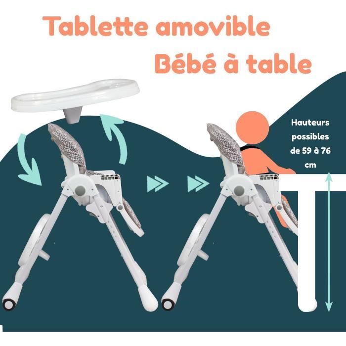 Multi-position high chair - BAMBISOL - Reclining - Up to 3 years - Beige / White