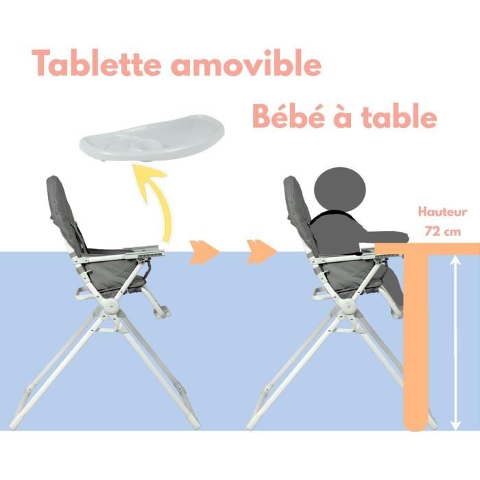 BAMBISOL Fixed high chair with adjustable shelf in gray depth