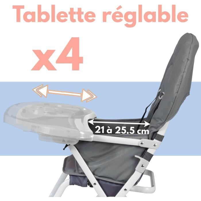 BAMBISOL Fixed high chair with adjustable shelf in gray depth