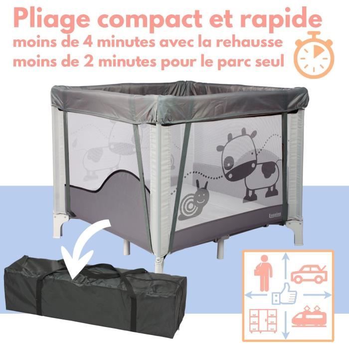 BAMBISOL - Folding Baby Playpen/Crib 90x90cm with 2 Sleeping Levels - Carrying Bag, Play Area