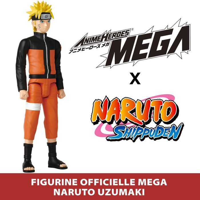 Large articulated figure - BANDAI - Anime Heroes - Naruto Shippuden - Anime Heroes Mega Figure 30 cm - Naruto Uzumaki