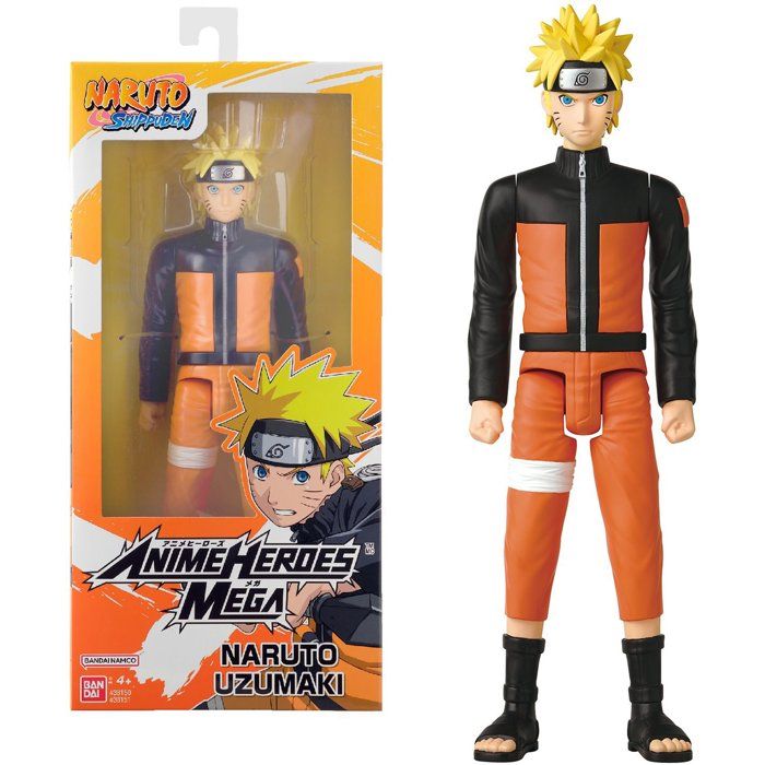 Large articulated figure - BANDAI - Anime Heroes - Naruto Shippuden - Anime Heroes Mega Figure 30 cm - Naruto Uzumaki