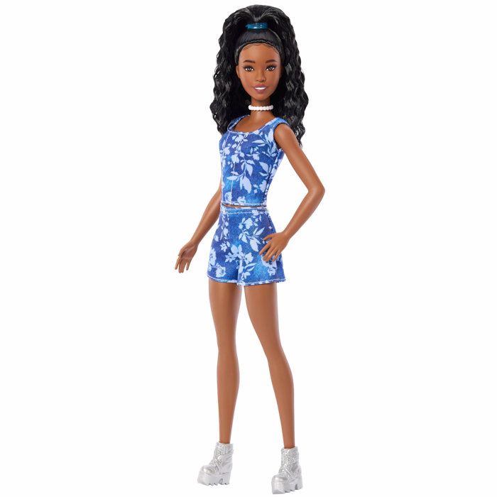 Fashion Doll - Barbie - Fashionistas Shorts and Floral Top - Black Hair - Ages 3 and up
