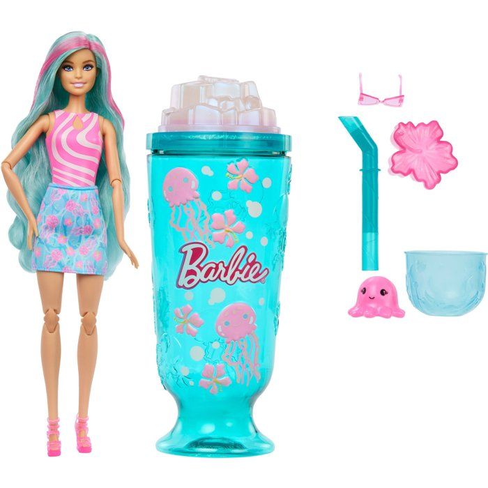 Surprise Doll - BARBIE - Pop Reveal Ocean Jellyfish JKF62 - 8 Surprises - Slime - Accessories