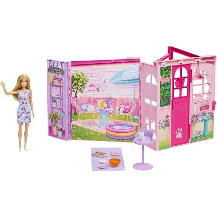Playset - BARBIE - JMD28 Take-Along House - 4 rooms - 10 accessories - Portable