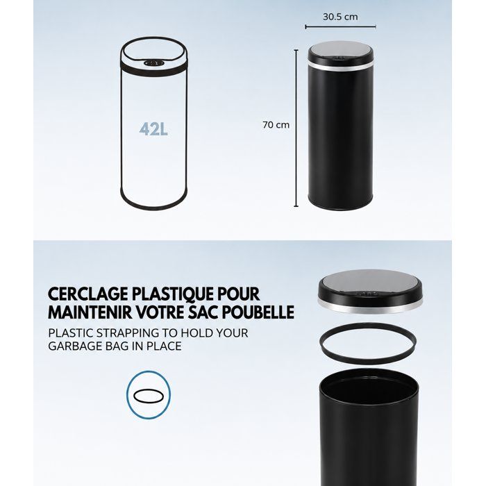KITCHEN MOVE Automatic trash can 42L BLACK