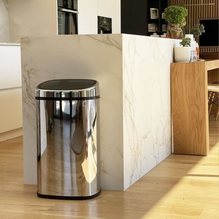 KITCHEN MOVE Semi-Automatic Kitchen Waste Bin One-touch Square 60 L - Gray
