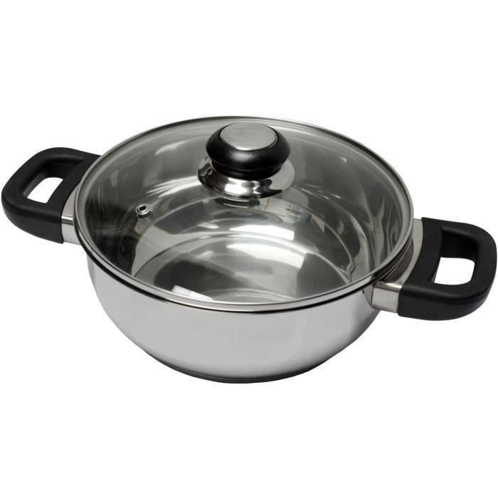 BAUMALU 331974 24 cm stainless steel casserole with bakelite sapphire glass lid