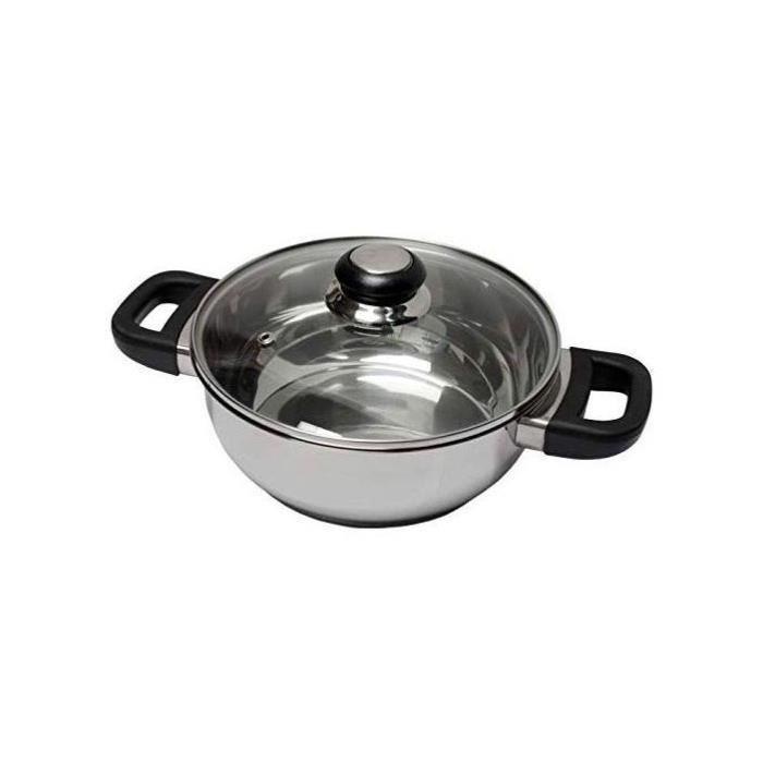 BAUMALU 331974 24 cm stainless steel casserole with bakelite sapphire glass lid