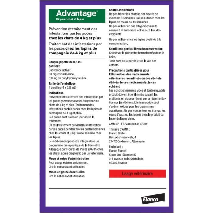 Advantage antipuce rabbit chat solution +4kg 6 pipettes