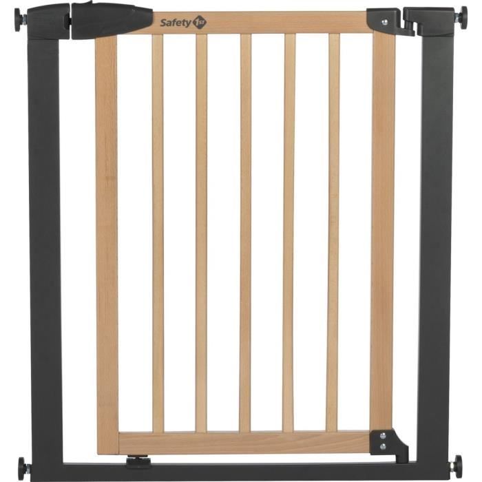 SAFETY 1ST SIMPLY CLOSE WOOD & META, Pressure, 73-80 cm (Max. 94cm), no screws or drilling, One-Handed Opening, Wood and Graphite
