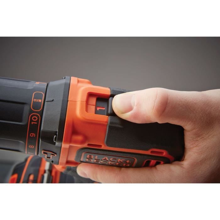 BLACK & DECKER - Percussion Drill - Li Ion Battery 2x18 V + 80 Accessories in Box - Black and Orange