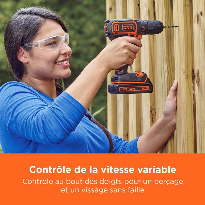 BLACK & DECKER BDCDC18BAFC - Drill-driver - Li Ion 2x18 V battery + 80 accessories - Orange