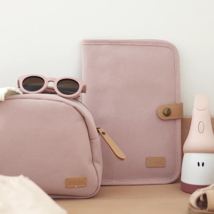 BEABA, Powder pink canvas health book cover