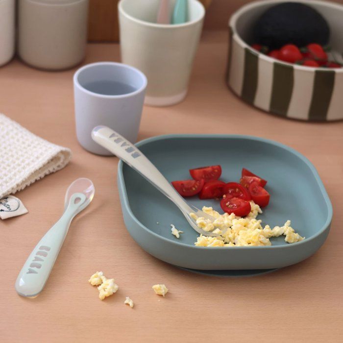 Béaba Set of 4 spoons first meal soft silicone Rainbow