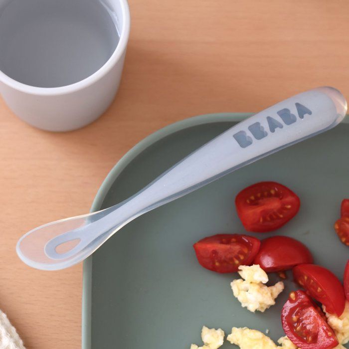 Béaba Set of 4 spoons first meal soft silicone Rainbow