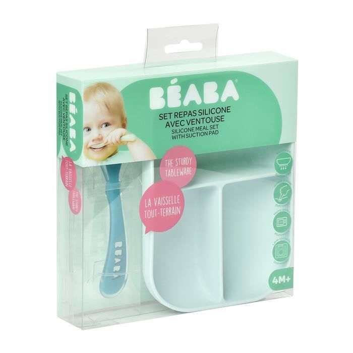 BEABA Silicone lunch set 2 pieces compartmental - blue