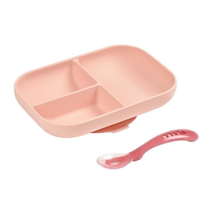 BEABA Silicone lunch set 2 pieces compartmentalized - pink
